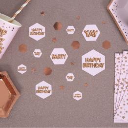 Confeti para mesa "Happy Birthday" - Glitz & Glamour Pink & Rose Gold