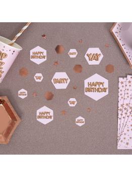 Confeti para mesa "Happy Birthday" - Glitz & Glamour Pink & Rose Gold