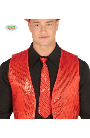 Corbata de lentejuelas roja para adulto