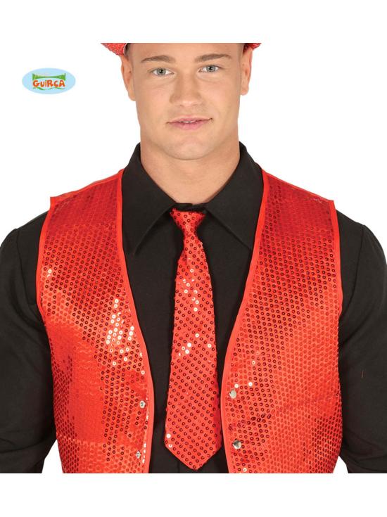 Corbata de lentejuelas roja para adulto