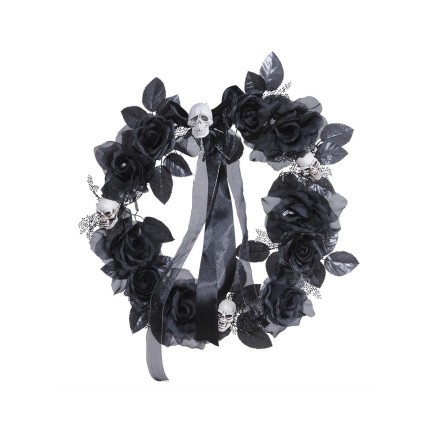 Comprar Corona De Calaveras Y Rosas Negras Con Luz Cambiante