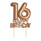 Decoración para tarta "16 Happy Birthday" en oro rosa - Glitz & Glamour Pink & Rose Gold