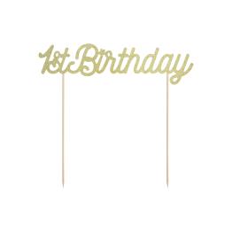 Decoración para tarta "1st Birthday" dorado - Pink 1st Birthday