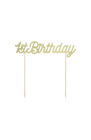 Decoración para tarta "1st Birthday" dorado - Pink 1st Birthday