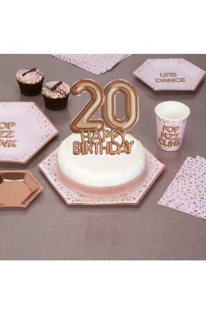 Decoración para tarta "20 Happy Birthday" en oro rosa - Glitz & Glamour Pink & Rose Gold