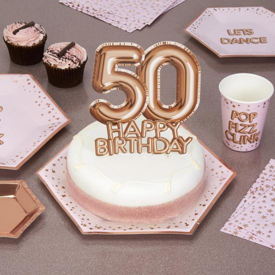 Decoración para tarta "50 Happy Birthday" en oro rosa - Glitz & Glamour Pink & Rose Gold Decoración para tarta "50 Happy Birthday" en oro rosa - Glitz & Glamour Pink & Rose Gold