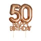 Decoración para tarta "50 Happy Birthday" en oro rosa - Glitz & Glamour Pink & Rose Gold
