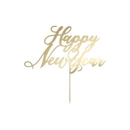 Decoración para tarta "Happy New Year" dorado - New Year