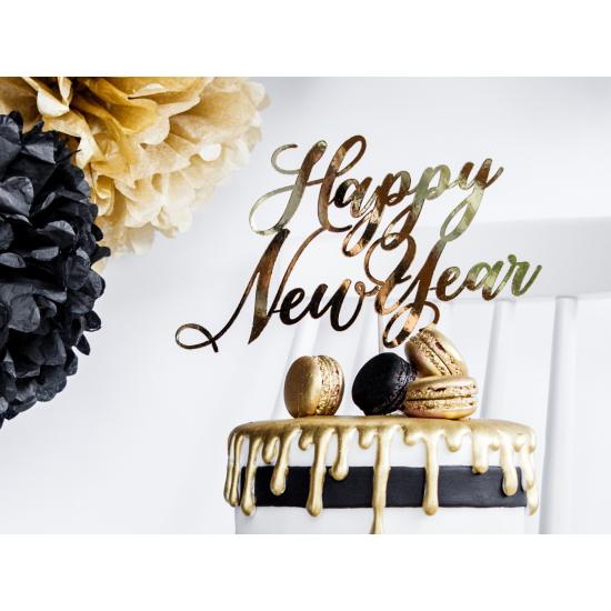 Decoración para tarta "Happy New Year" dorado - New Year Decoración para tarta "Happy New Year" dorado - New Year