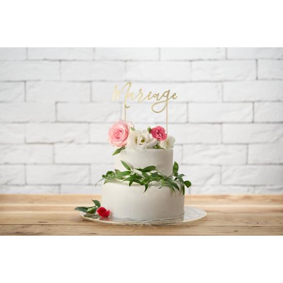 Decoración para tarta "Mariage" -  White & Gold Wedding Decoración para tarta "Mariage" -  White & Gold Wedding