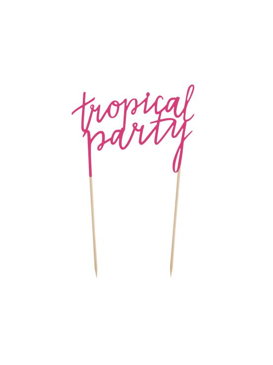 Decoración para tarta fucsia - Tropical Party