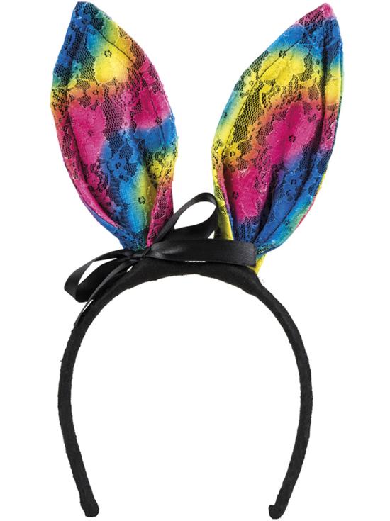 Diadema de conejita tricolor para adulto