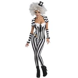 Disfraz de Beetlejuice corsé para mujer