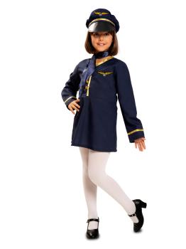 Disfraz de asistente de vuelo para niña