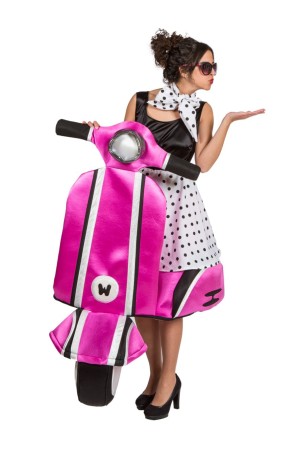 Disfraz Chica Años 50 con Moto para adultas
