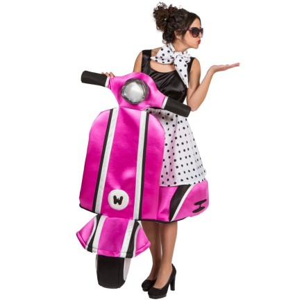 Disfraz Chica Años 50 con Moto para adultas