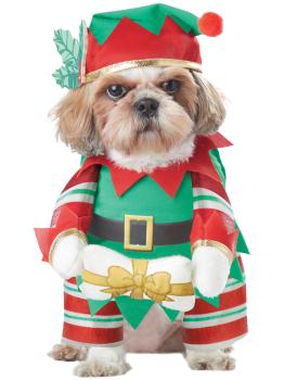Disfraz de elfo navideño travieso para perro