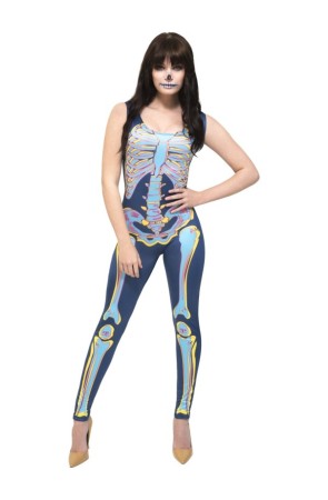 Disfraz de esqueleto multicolor fever para mujer