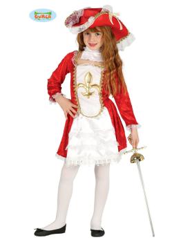Disfraz de mosquetera roja para niña