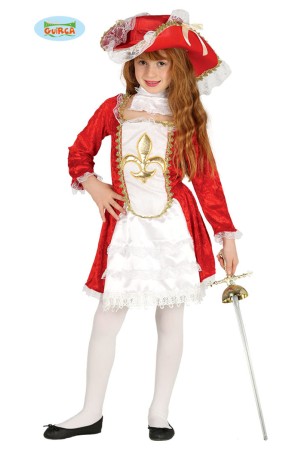 Disfraz de mosquetera roja para niña