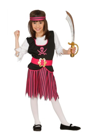 Disfraz de pirata de los mares fucsia para niña