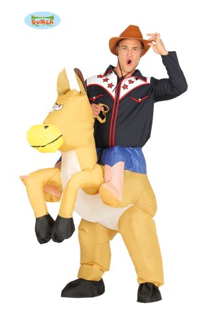 Disfraz hinchable de cowboy de rodeo para adulto