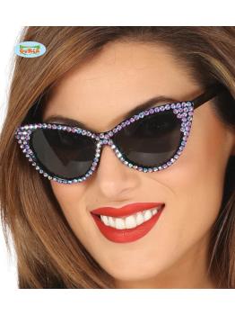 Gafas de rockeras con brillantes morados para adulto