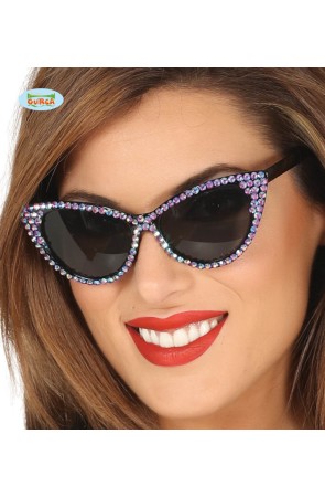 Gafas de rockeras con brillantes morados para adulto