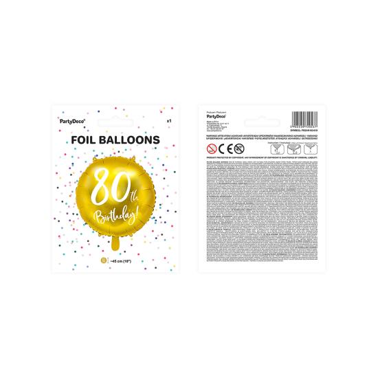 Globo 80 th Birthday dorado (45 cm)