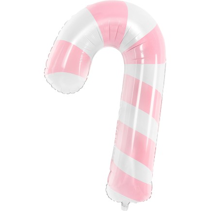 Globo bastón de caramelo rosa y blanco (74 cm)