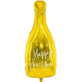 Globo de foil botella "Happy New Year" (32x82 cm)