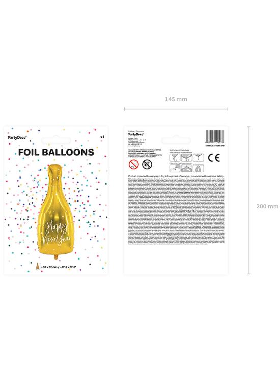 Globo de foil botella "Happy New Year" (32x82 cm)