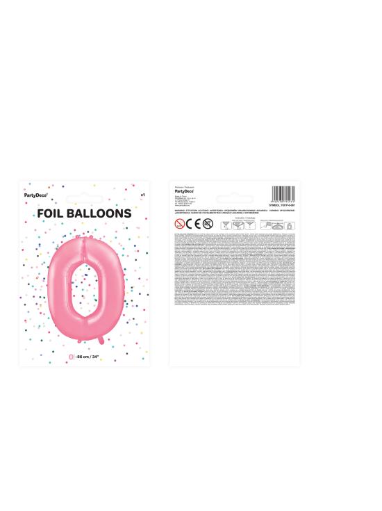 Globo foil "0" en rosa 86 cm