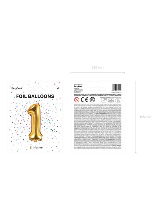 Globo foil "1" dorado (35 cm)