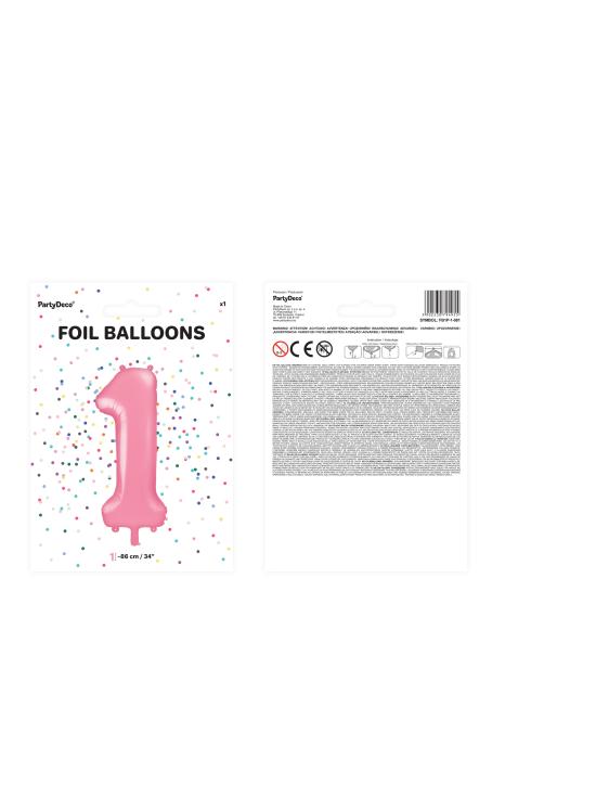 Globo foil "1" en rosa 86 cm