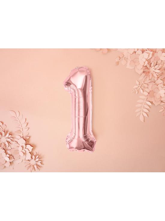 Globo foil "1" oro rosa (35 cm)
