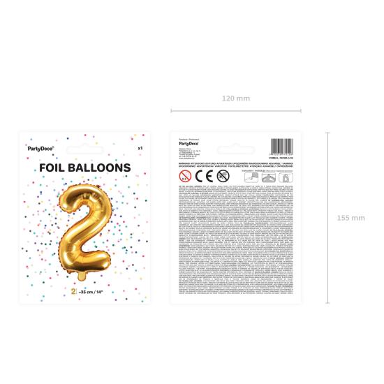 Globo foil "2" dorado (35 cm) Globo foil "2" dorado (35 cm)