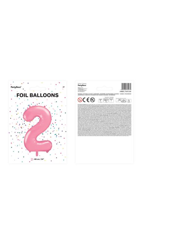 Globo foil "2" en rosa 86 cm