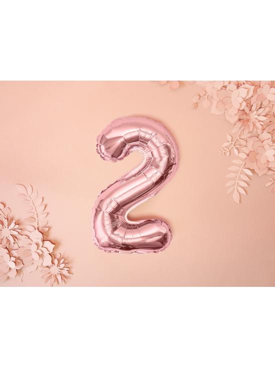 Globo foil "2" oro rosa (35 cm)