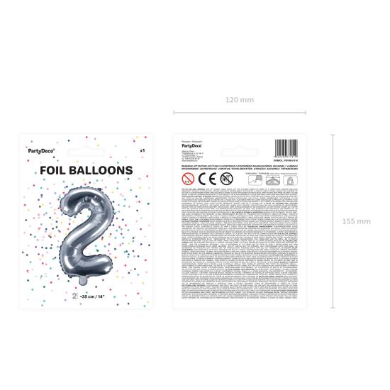 Globo foil "2" plateado Globo foil "2" plateado
