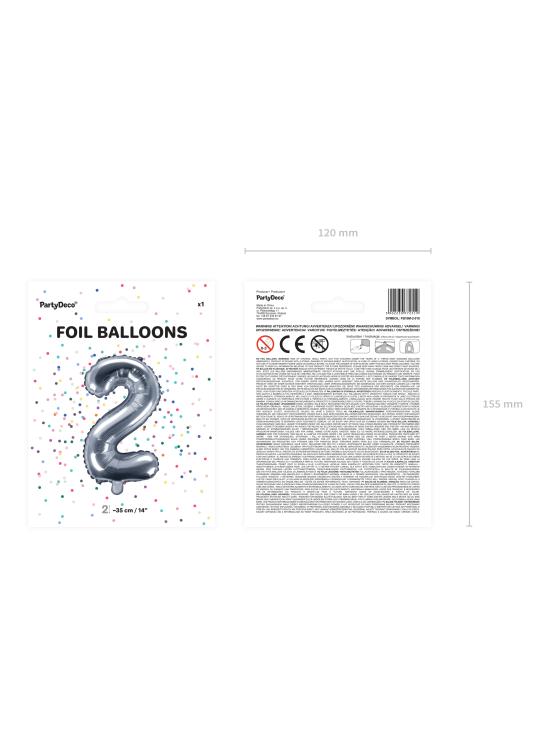 Globo foil "2" plateado