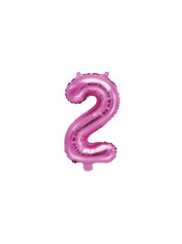Globo foil "2" rosa oscuro