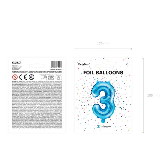 Globo foil "3" azul Globo foil "3" azul