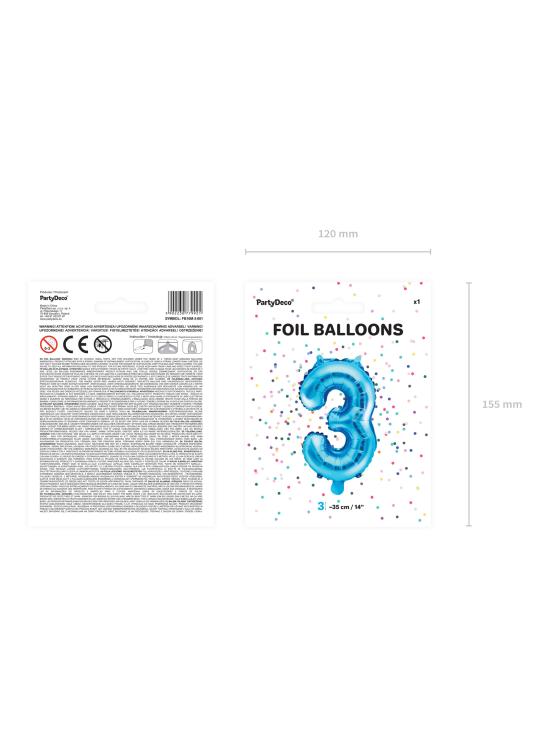 Globo foil "3" azul