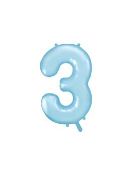 Globo foil "3" en azul claro 86 cm