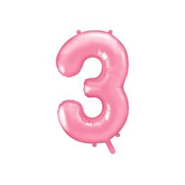 Globo foil "3" en rosa 86 cm