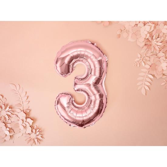 Globo foil "3" oro rosa (35 cm) Globo foil "3" oro rosa (35 cm)