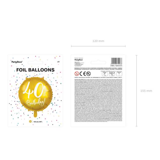 Globo foil "40" dorado Globo foil "40" dorado