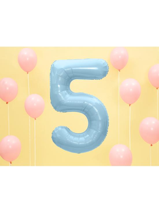 Globo foil "5" en azul claro 86 cm