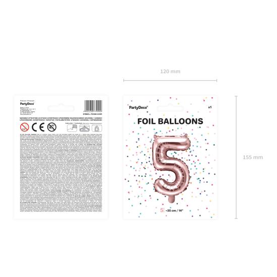Globo foil "5" oro rosa (35 cm)